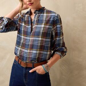Northern Reflections Plaid Button Down Shirt - Blue, Yellow, Red
